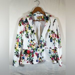 Beulah - Floral Blazer - White & Multicolor - Women’s Medium/Large - Colorful